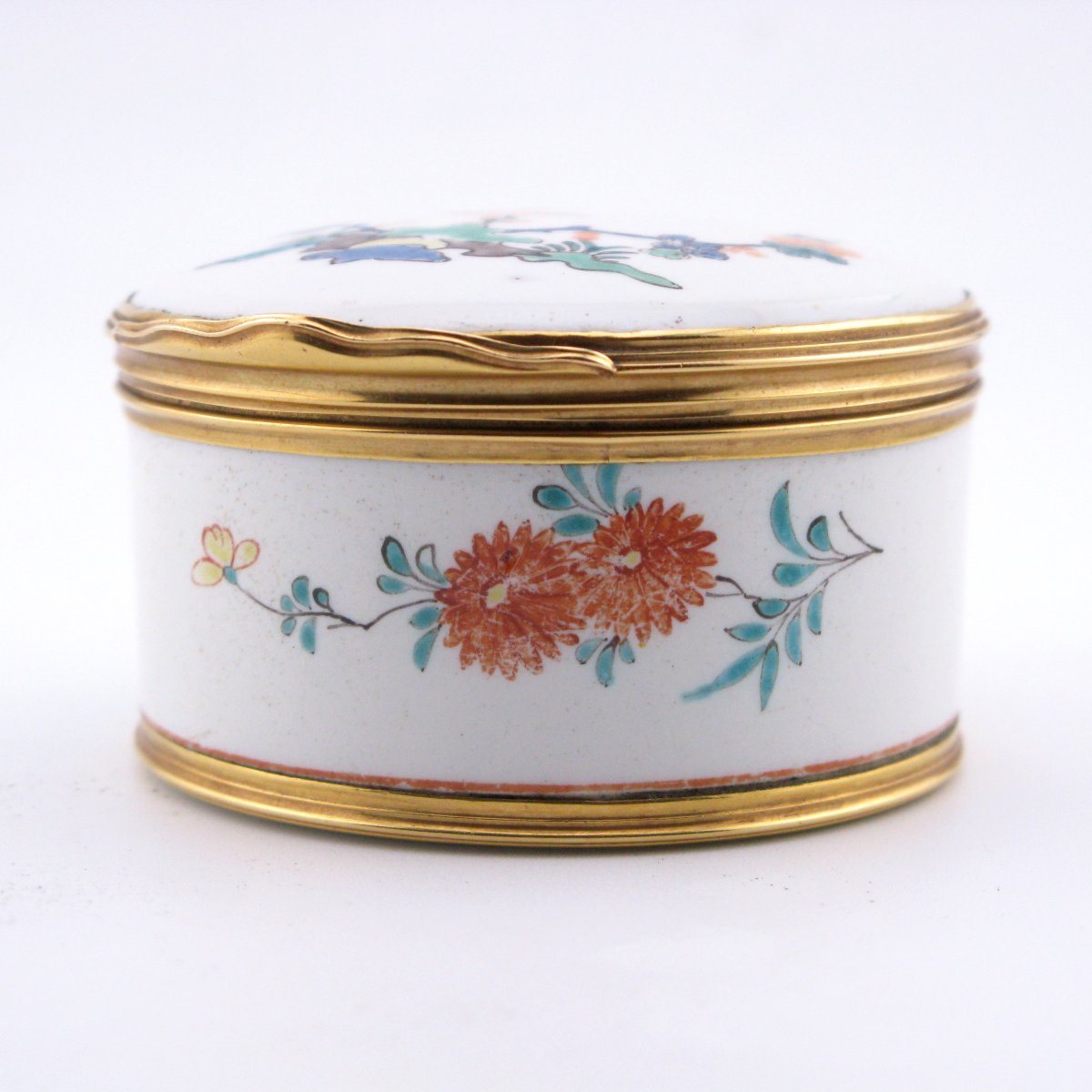 Chantilly Porcelain Snuff Box Gold Mounts Kakiemon Colours Chinoiserie French 18th Century-photo-1