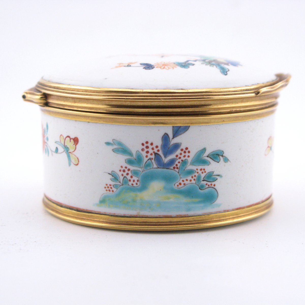 Chantilly Porcelain Snuff Box Gold Mounts Kakiemon Colours Chinoiserie French 18th Century-photo-3