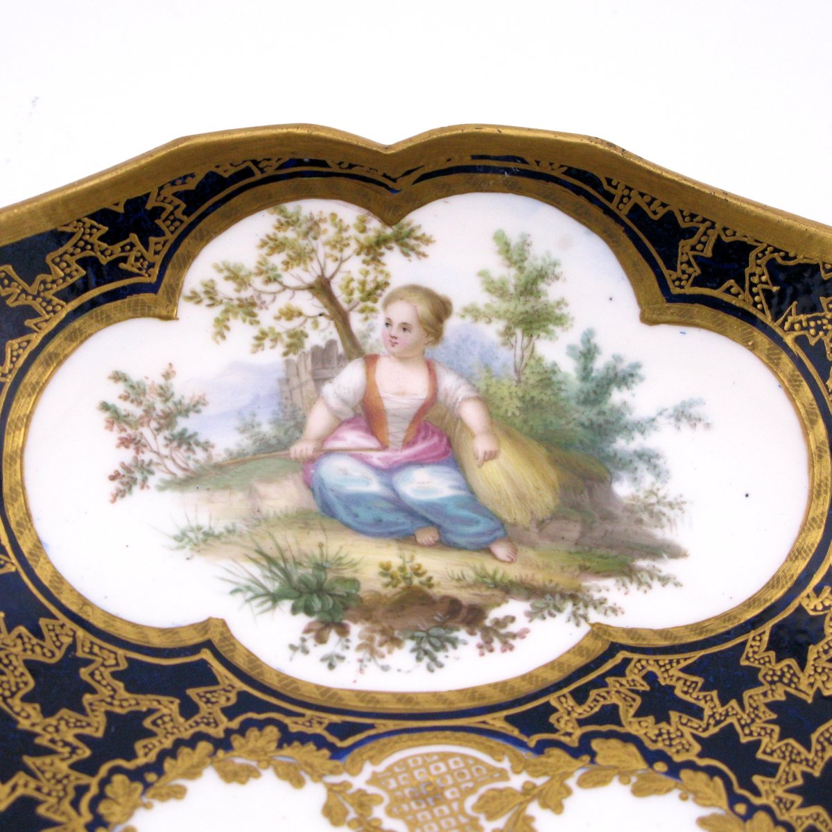 Sèvres Porcelain Dish Vermiculé Gilding, France, 1767-photo-2