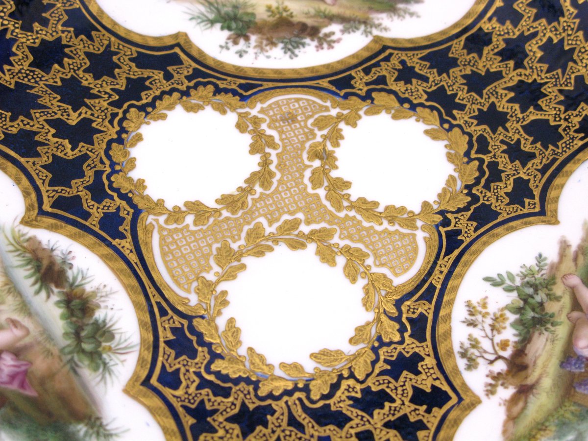 Sèvres Porcelain Dish Vermiculé Gilding, France, 1767-photo-3