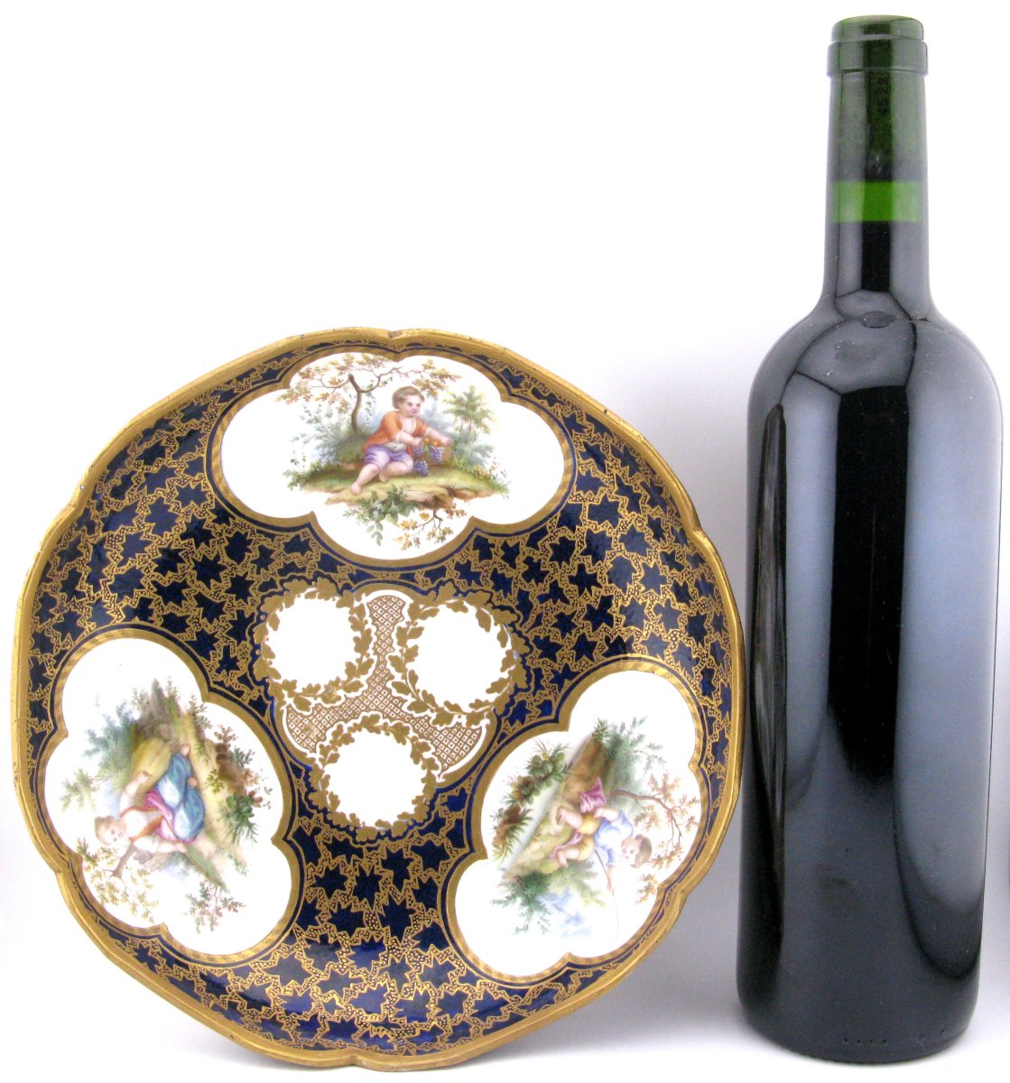 Sèvres Porcelain Dish Vermiculé Gilding, France, 1767-photo-7