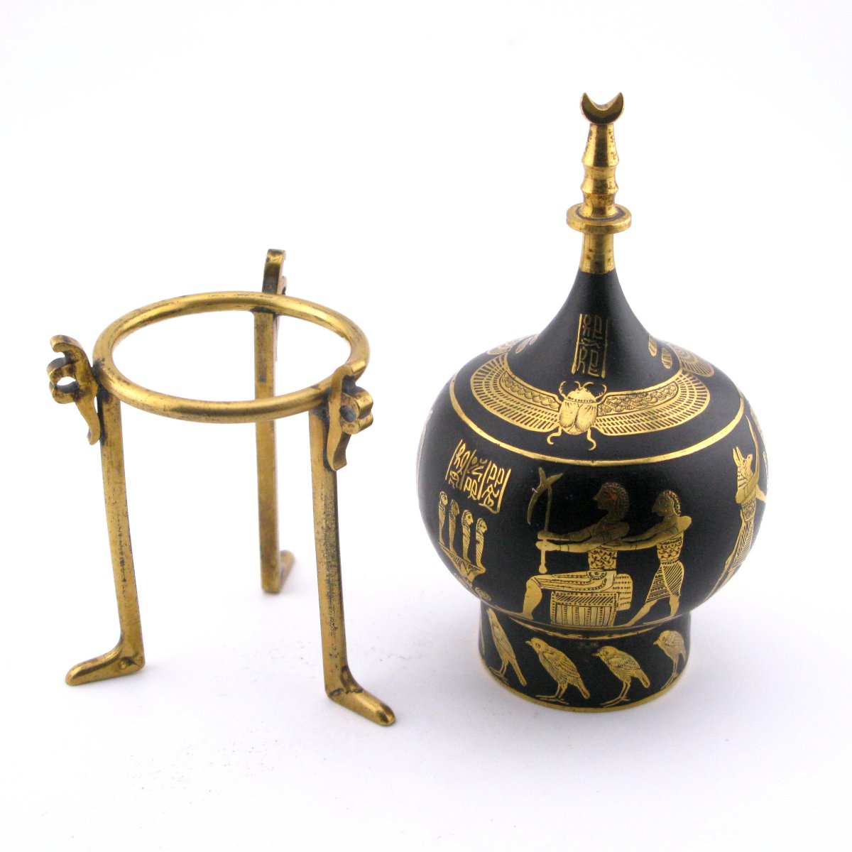 Flacon à parfum japonais « Renaissance égyptienne » damasquinure (zogan) Fujii Damascene Co-photo-2