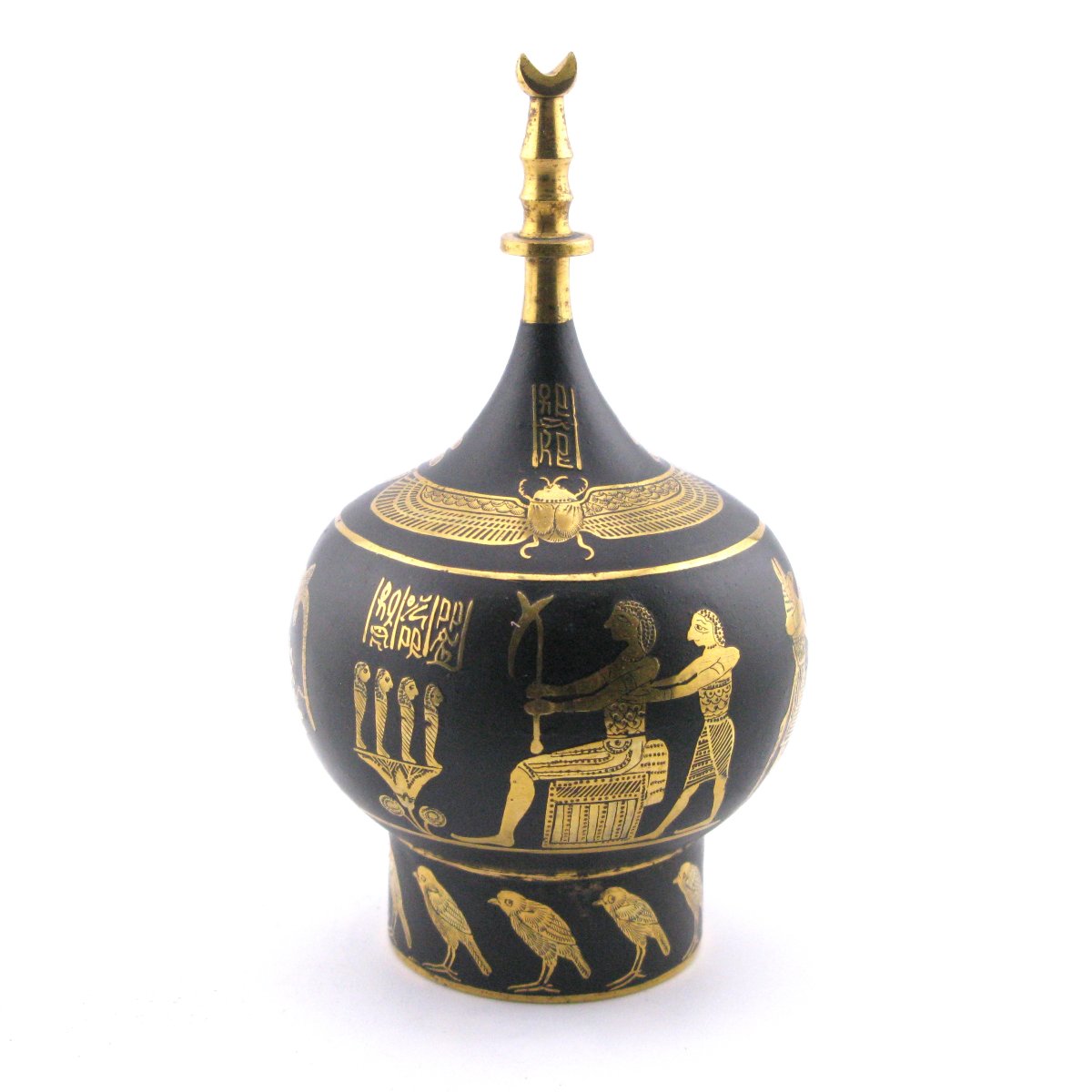 Flacon à parfum japonais « Renaissance égyptienne » damasquinure (zogan) Fujii Damascene Co-photo-3