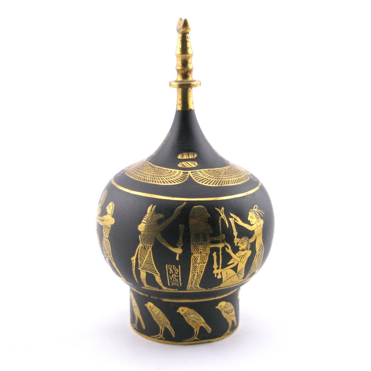 Flacon à parfum japonais « Renaissance égyptienne » damasquinure (zogan) Fujii Damascene Co-photo-4