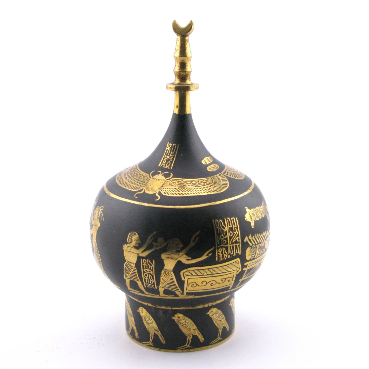 Flacon à parfum japonais « Renaissance égyptienne » damasquinure (zogan) Fujii Damascene Co-photo-1