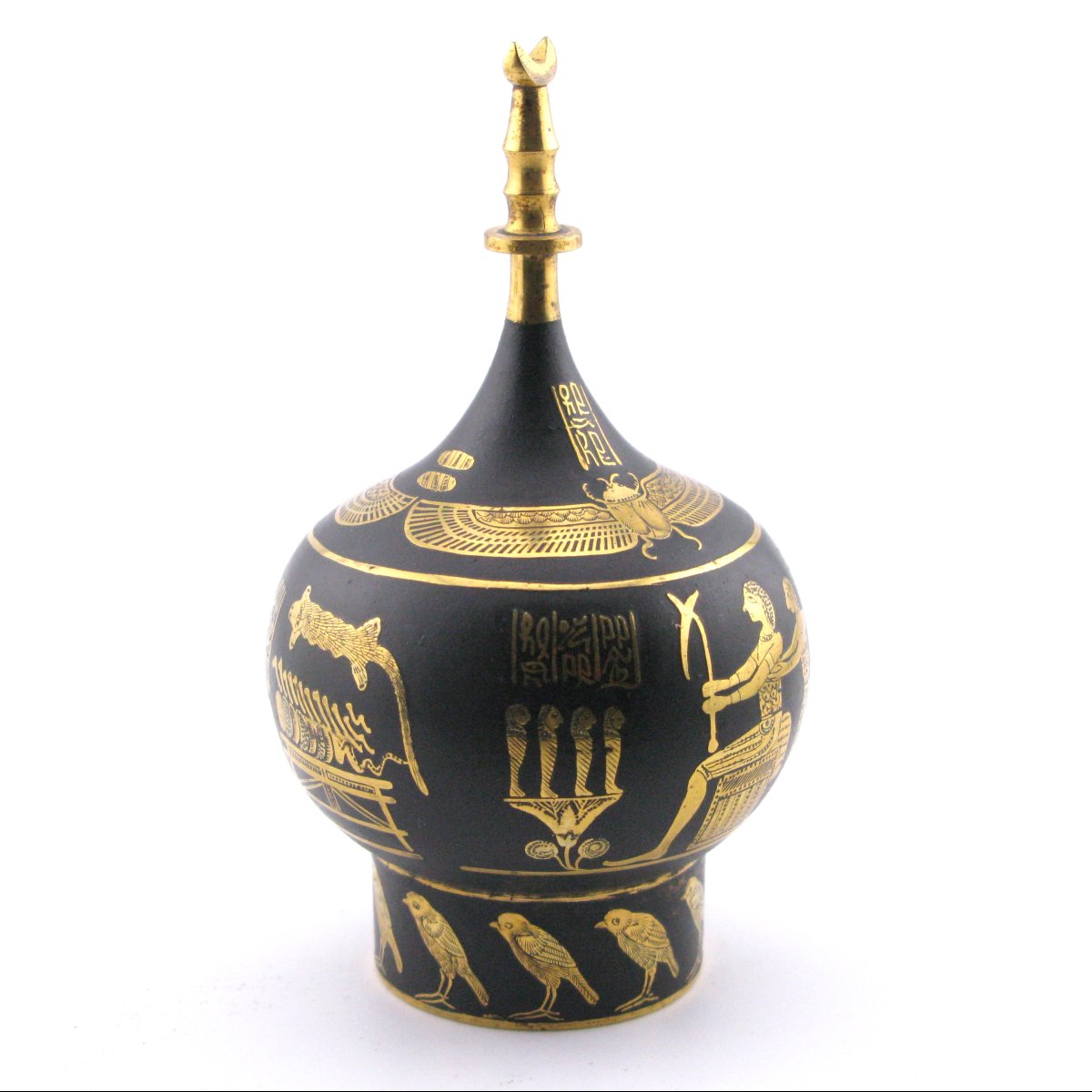 Flacon à parfum japonais « Renaissance égyptienne » damasquinure (zogan) Fujii Damascene Co-photo-2