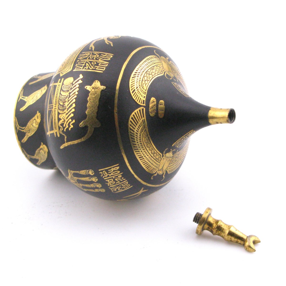 Flacon à parfum japonais « Renaissance égyptienne » damasquinure (zogan) Fujii Damascene Co-photo-3