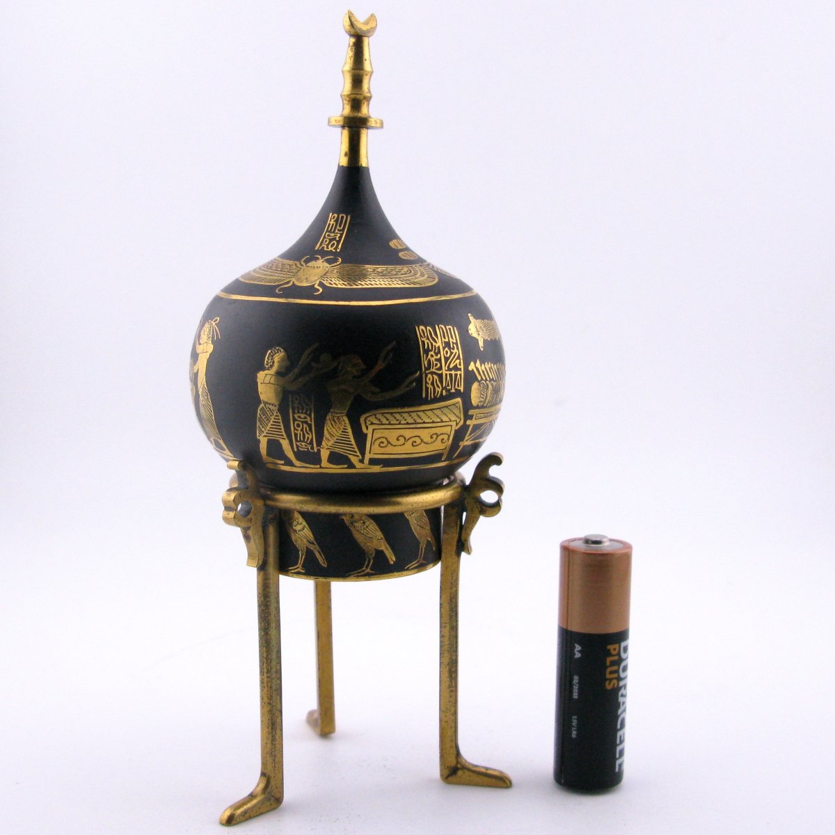 Flacon à parfum japonais « Renaissance égyptienne » damasquinure (zogan) Fujii Damascene Co-photo-6