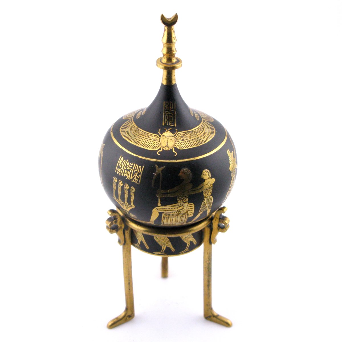 Flacon à parfum japonais « Renaissance égyptienne » damasquinure (zogan) Fujii Damascene Co