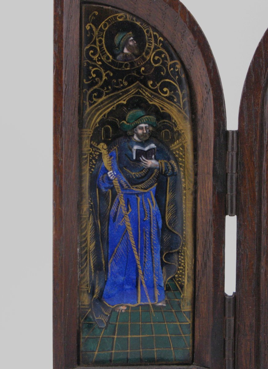 Triptyque en émail de Limoges représentant la Crucifixion (XIXe siècle)-photo-4
