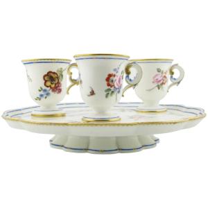 Sèvres Ice Cream Cup Tray, 18th Century, 1758, With 3 Cups