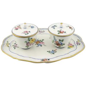 Tray With Two Jam Jars In Soft Sèvres Porcelain, 18th Century, 1764