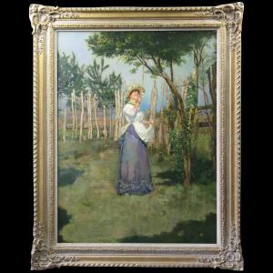 Late 19th Century Continental School Oil Painting, Picking Olives