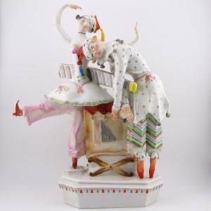 Meissen "petrushka" Ballet Porcelain Figural Group By Paul Scheurich
