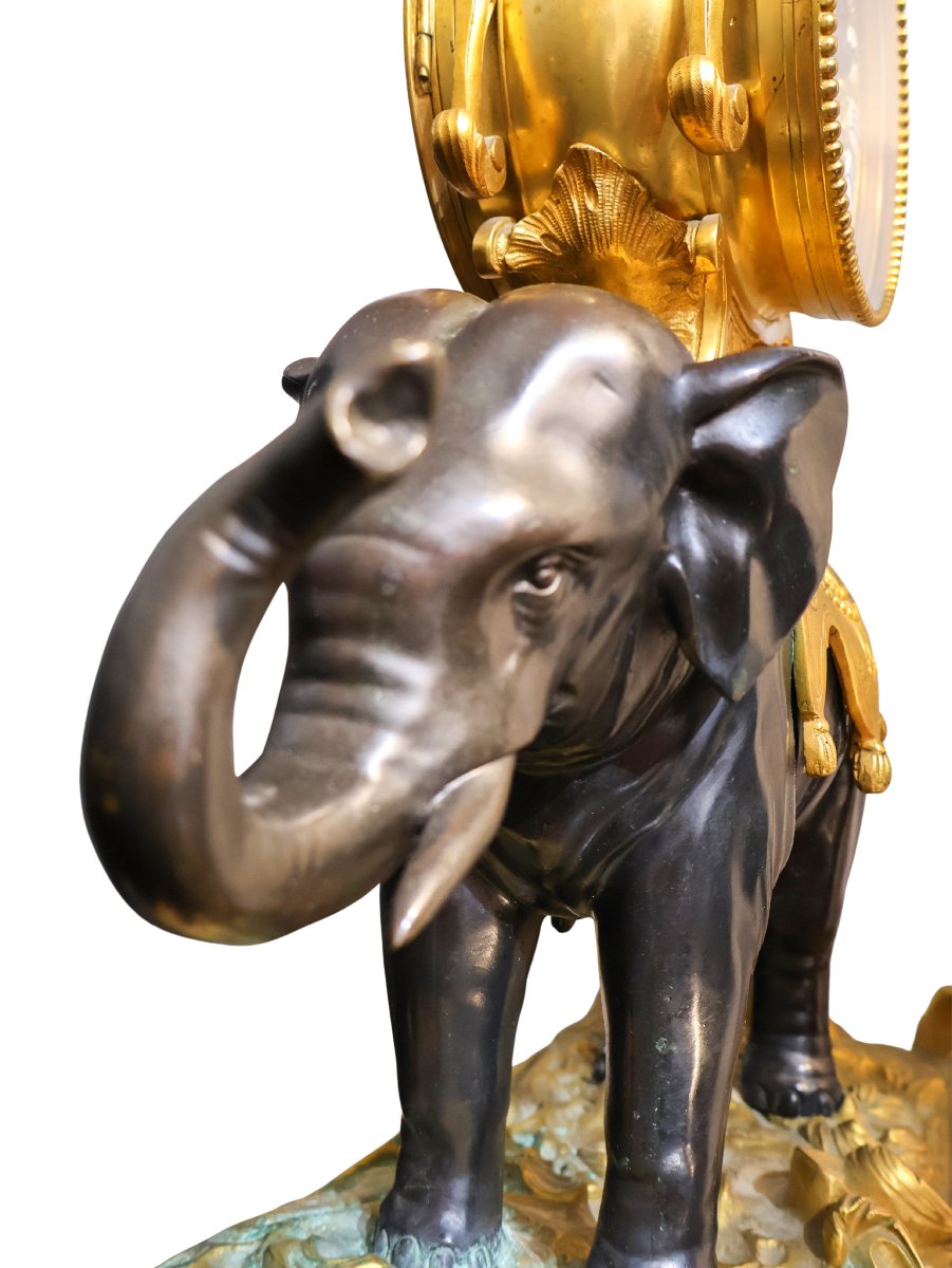 Japanese Elephant Mantel Clock - France, Late 19th Century-photo-2