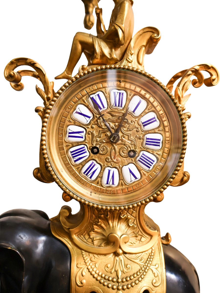 Japanese Elephant Mantel Clock - France, Late 19th Century-photo-4