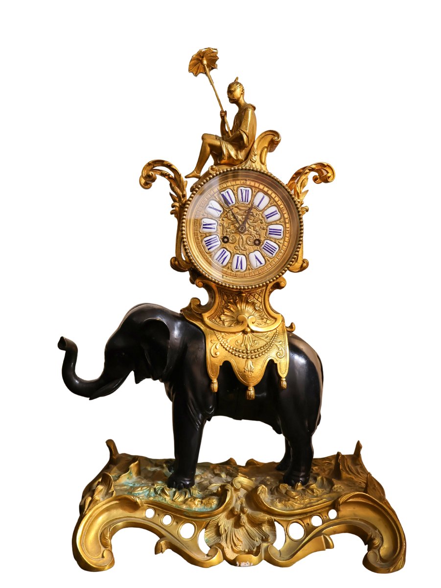 Japanese Elephant Mantel Clock - France, Late 19th Century