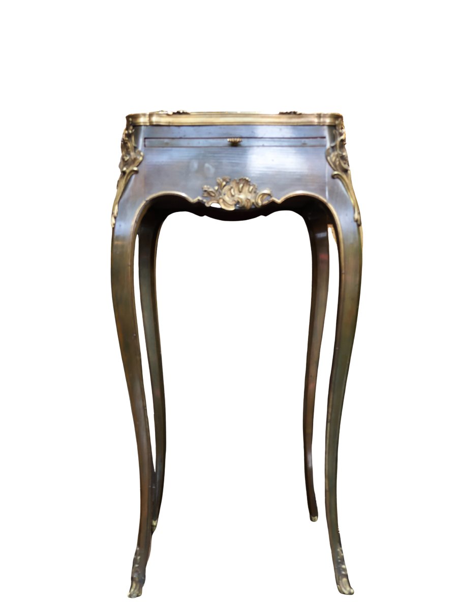Napoleon III Japanese Book Table In Black Lacquer And Gilt Bronze-photo-2