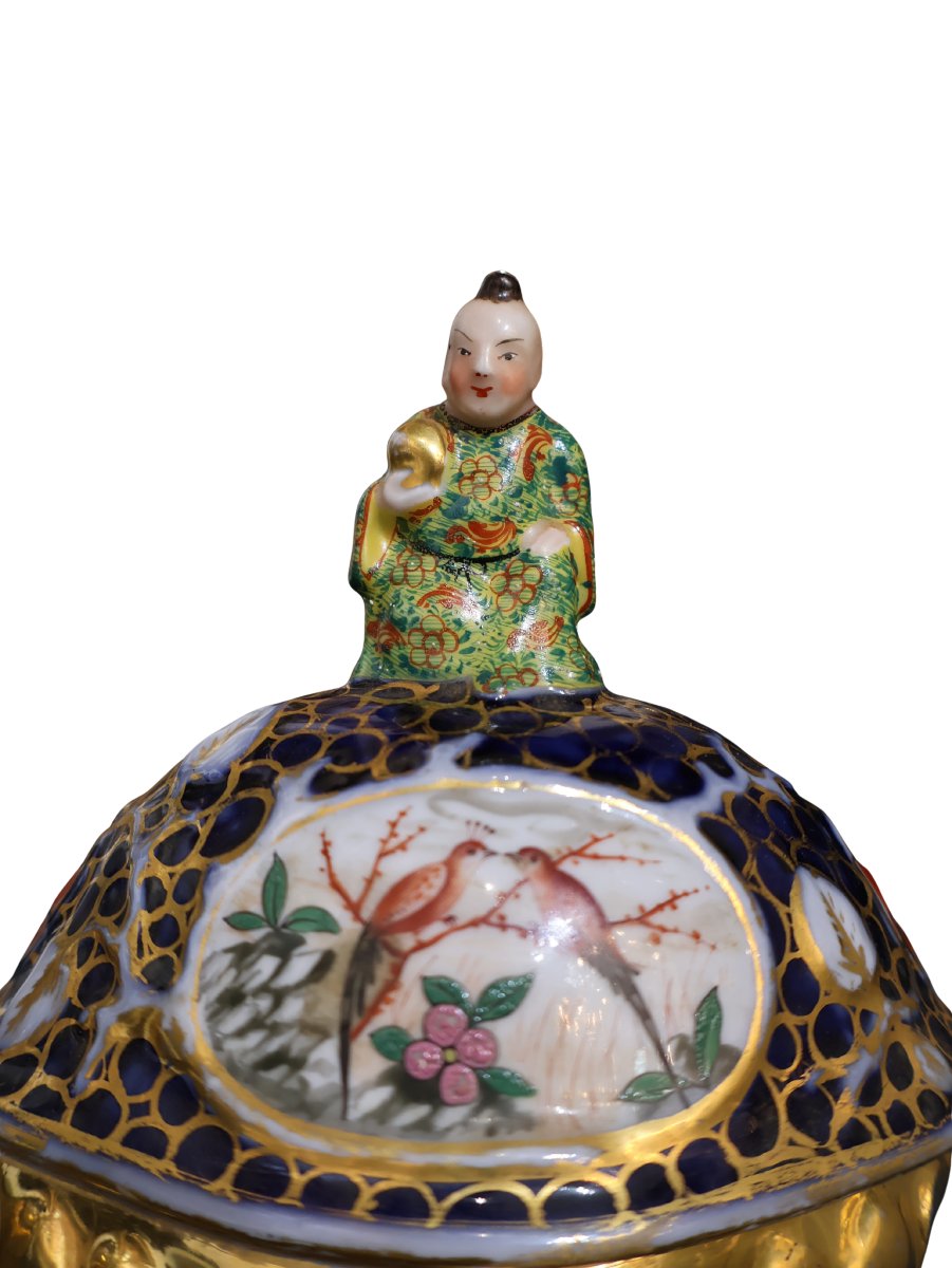 Paire de vases couverts en porcelaine de Bayeux – XIXe siècle-photo-3