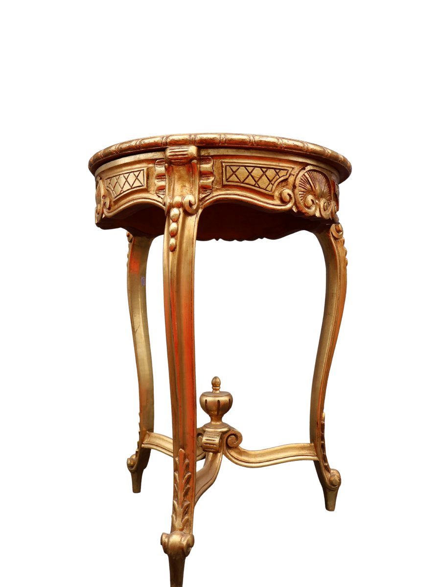Table guéridon Napoléon III à décor de portraits féminins du XVIIIe siècle-photo-2