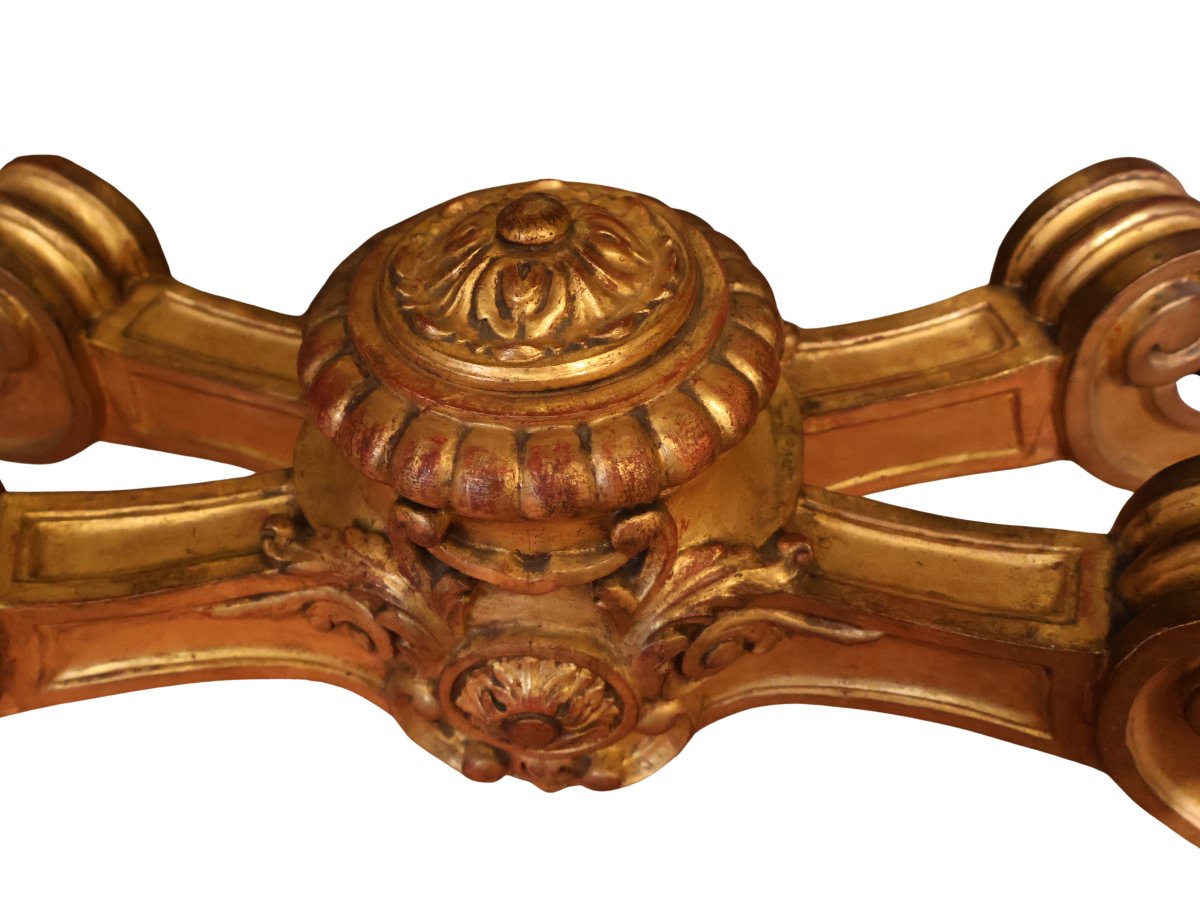 Side Table Made Of Carved And Gilded Wood And Marble-photo-3
