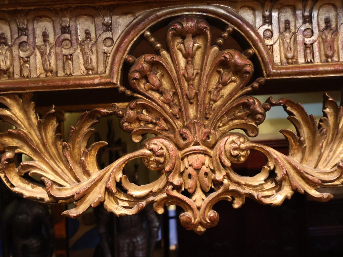 Side Table Made Of Carved And Gilded Wood And Marble-photo-4