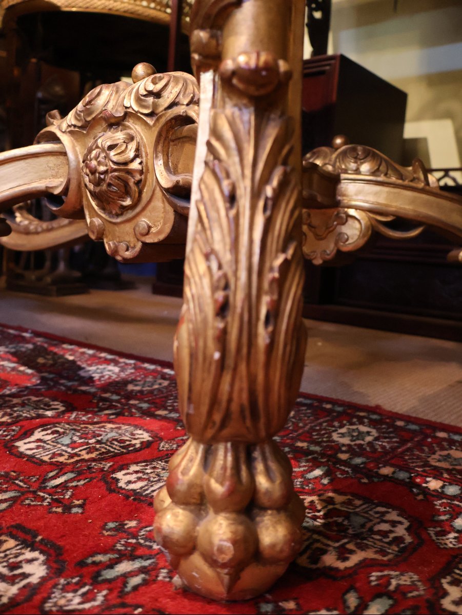Side Table Made Of Carved And Gilded Wood And Marble-photo-7
