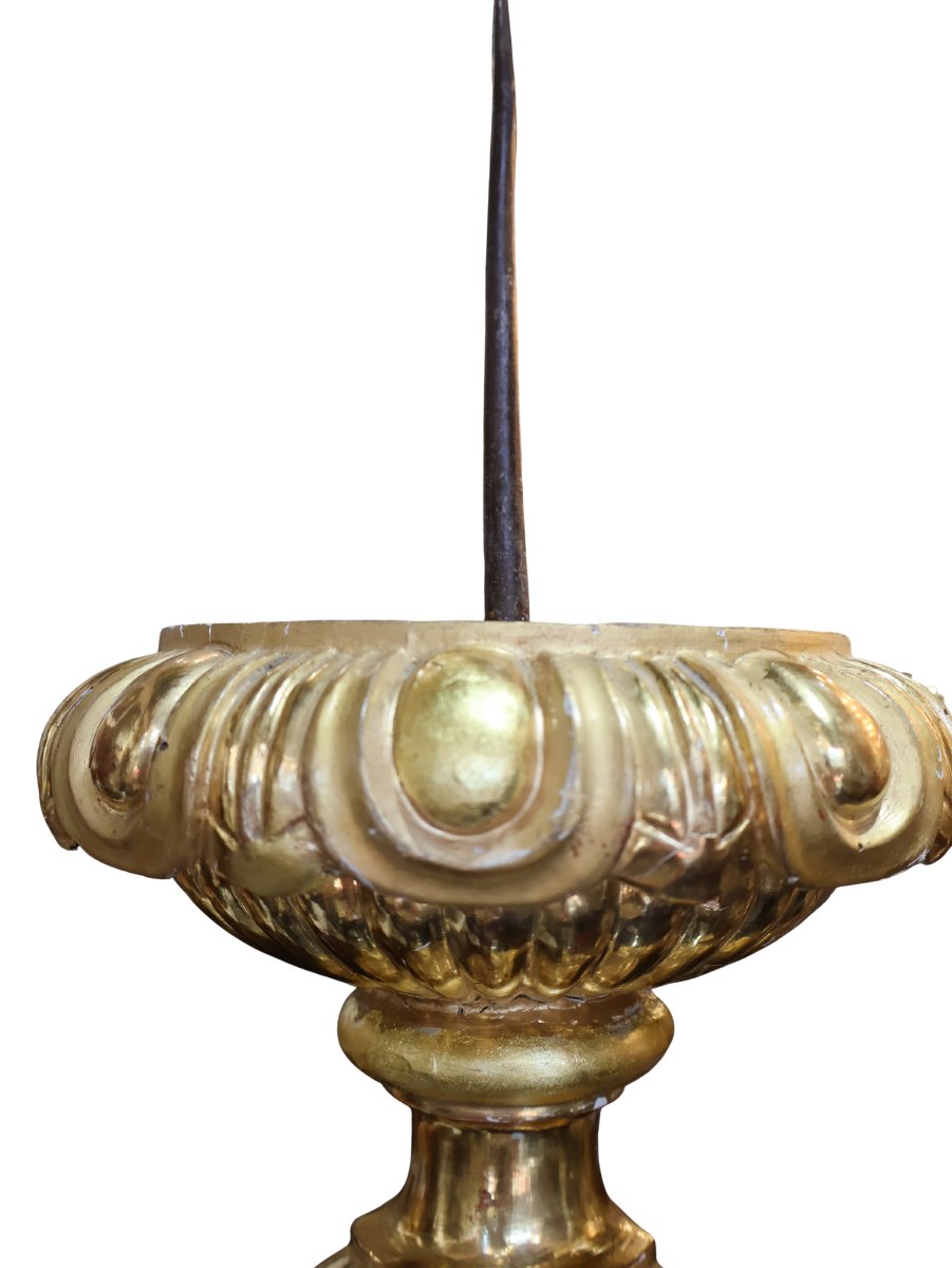 Pair Of Carved And Gilded Altar Candlesticks, Regency Style-photo-2