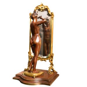 Woman With Mirror, Circa 1890-1910 - émile Pinédo