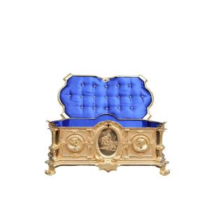 Coffret à bijoux en bronze doré d'époque Napoléon III