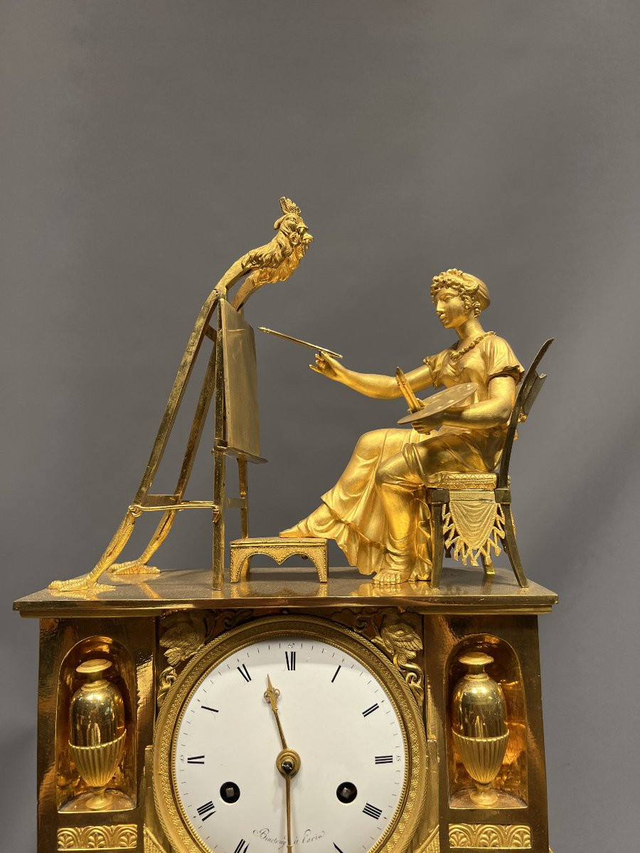 Pendule Empire femme devant son chevalet-photo-2