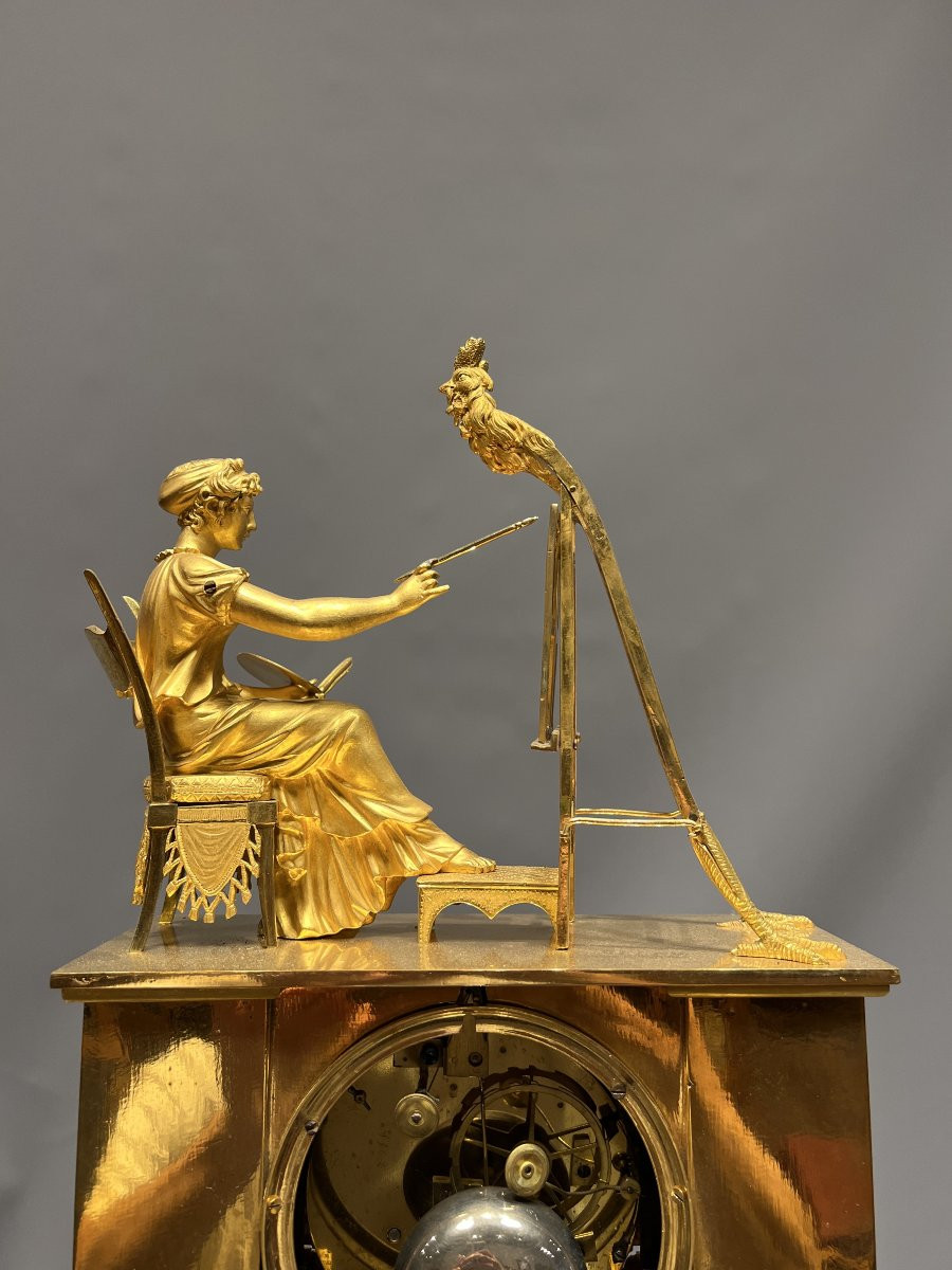 Pendule Empire femme devant son chevalet-photo-1