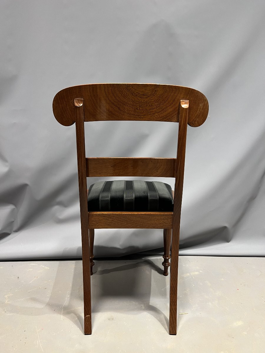 6 chaises en palissandre marqueté, époque Restauration-photo-2