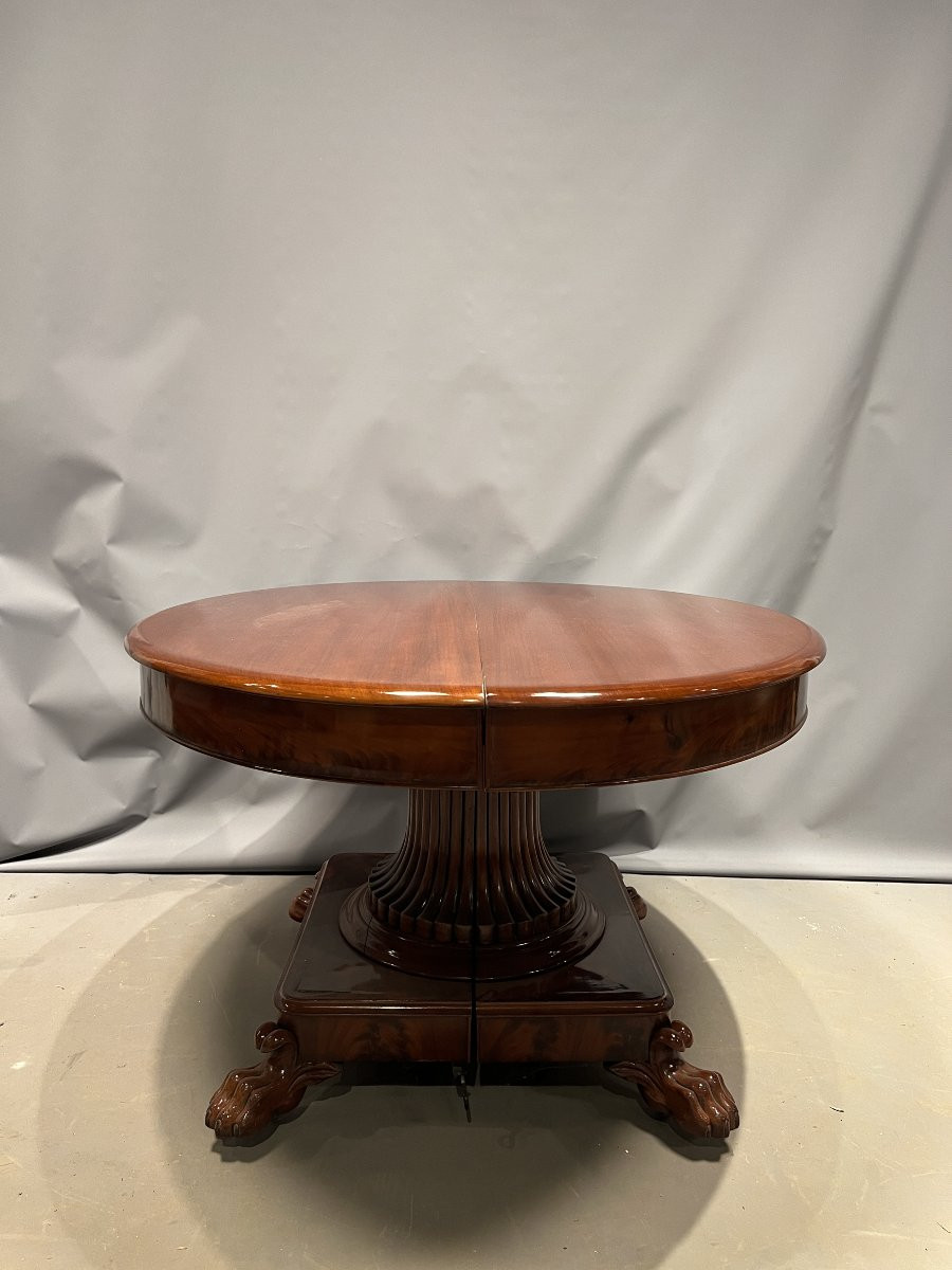Guéridon ouvrant à pied central en acajou, époque Restauration-photo-4