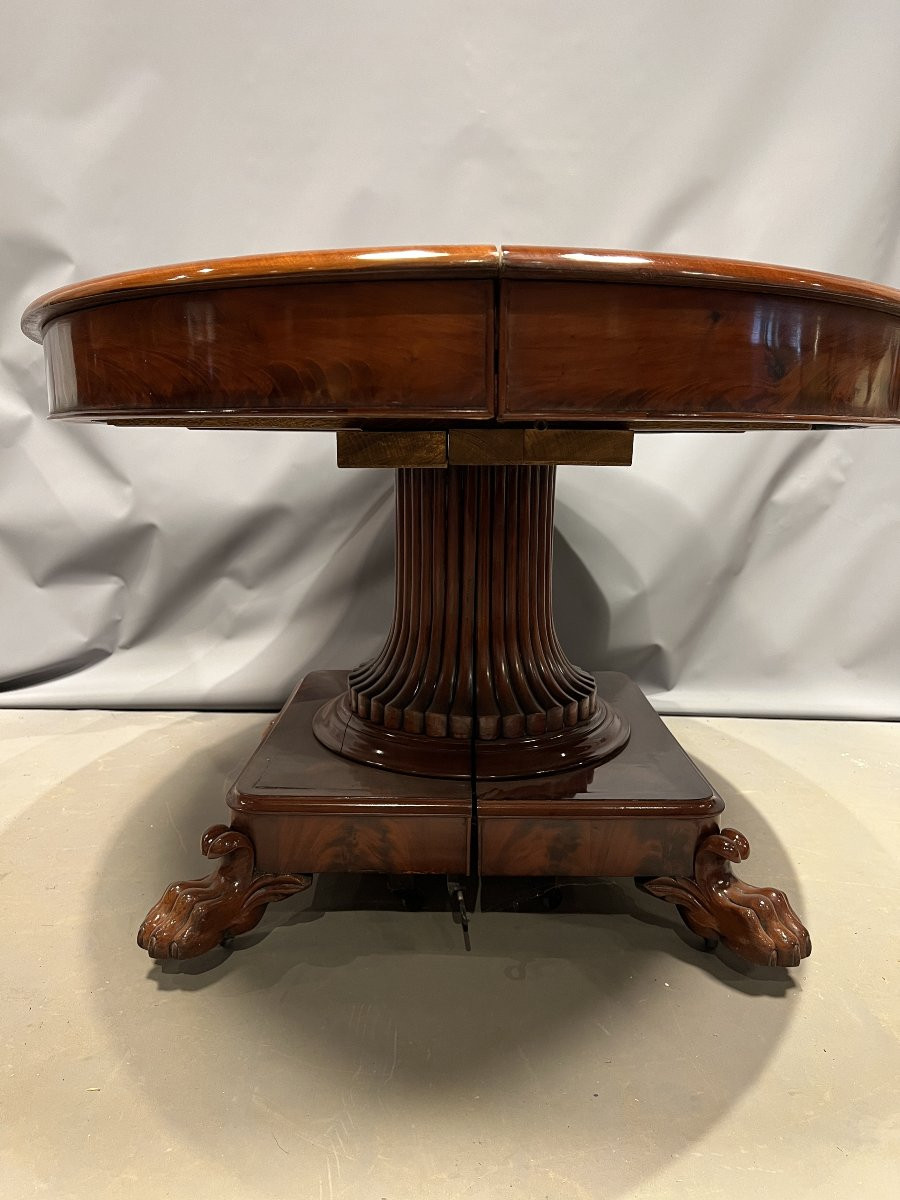 Guéridon ouvrant à pied central en acajou, époque Restauration-photo-1