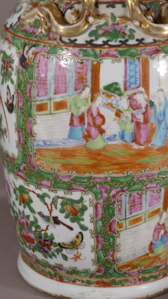 Canton Porcelain Vase, China XIXth Century-photo-2