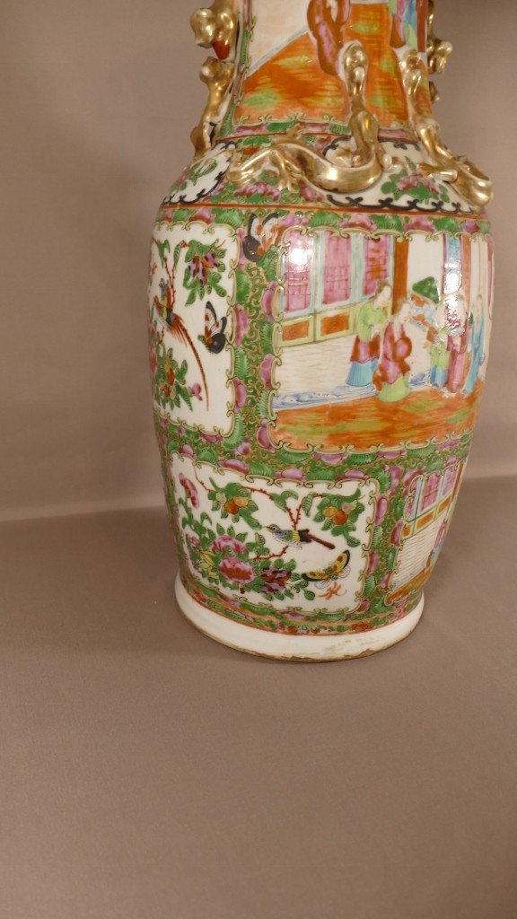 Vase En Porcelaine De Canton, Chine XIX ème Siècle-photo-4