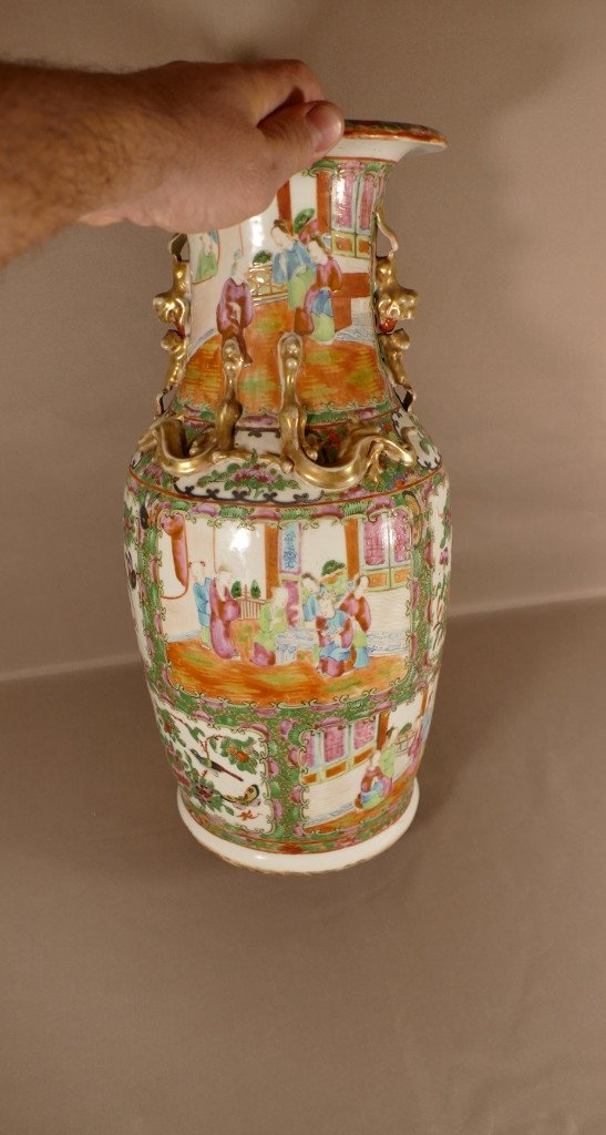 Vase En Porcelaine De Canton, Chine XIX ème Siècle-photo-2