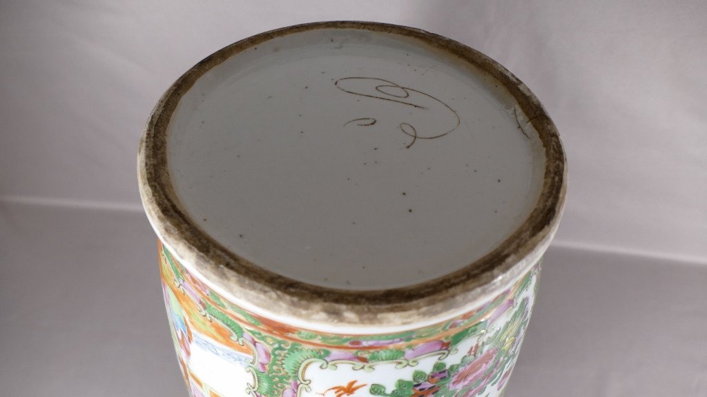 Vase En Porcelaine De Canton, Chine XIX ème Siècle-photo-4