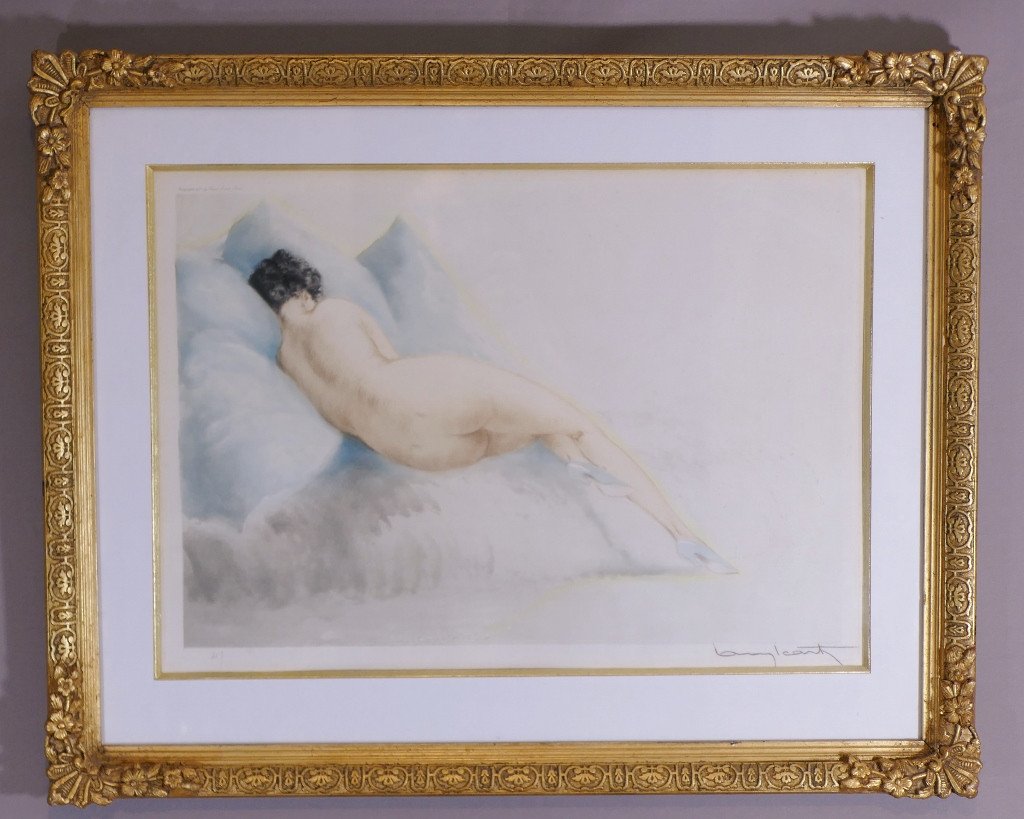 Louis Icart, Original Lithograph, 1930, Dry Stamp, Lying Naked Woman