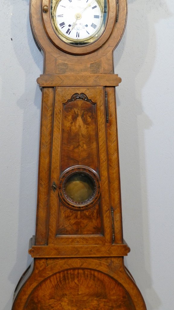 Importante Horloge De Parquet En Noyer, Forme Très Originale, époque XIX ème-photo-3