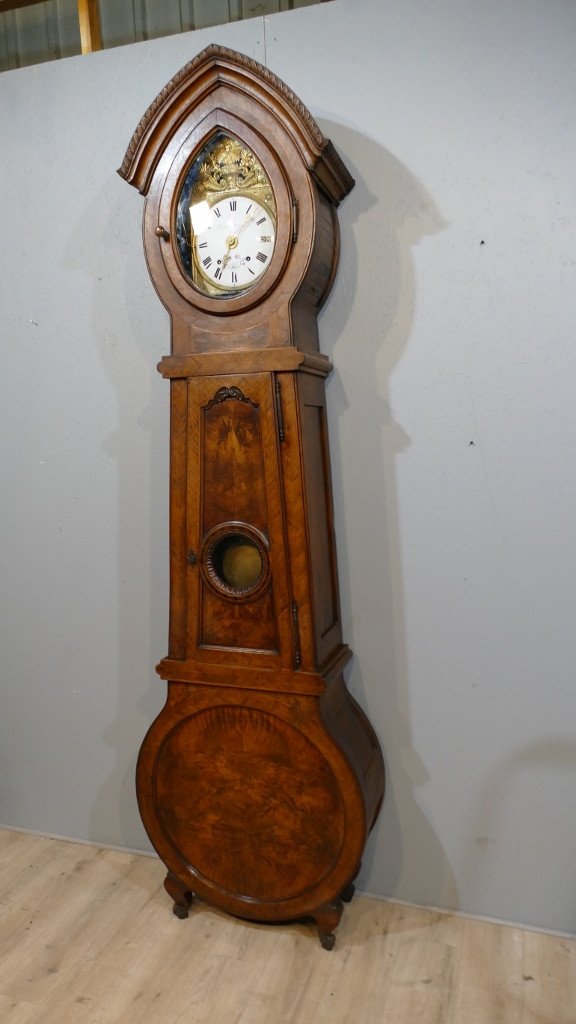 Importante Horloge De Parquet En Noyer, Forme Très Originale, époque XIX ème-photo-1