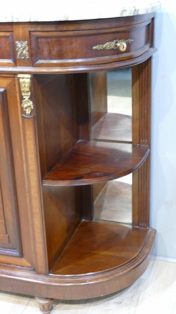 Demi-lune Buffet Louis XVI Style With Support Height In Mahogany, Circa 1900-photo-1