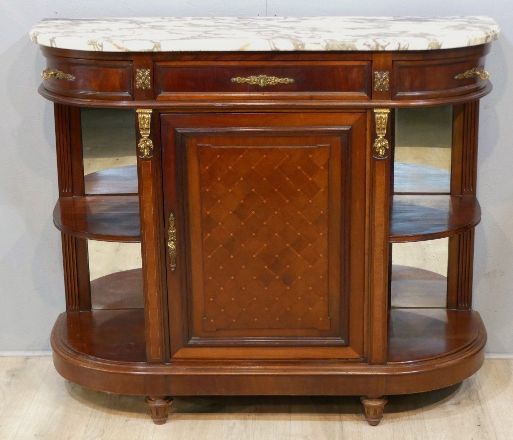 Demi-lune Buffet Louis XVI Style With Support Height In Mahogany, Circa 1900