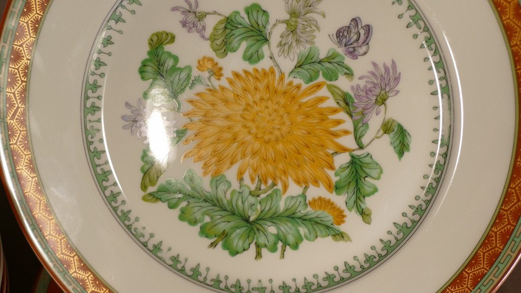 Haviland Chrysanthème, 12 Assiettes De Table En Porcelaine De Limoges-photo-3