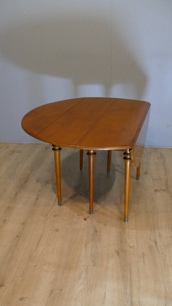 Table Ronde De Salle à Manger à Rallonges, 6 Pieds Fuseaux Acajou Blond, époque XIX ème-photo-7