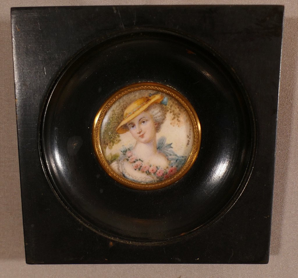 Madame De Pompadour, Portrait Miniature Sur Ivoire, Fin XIX ème-photo-2