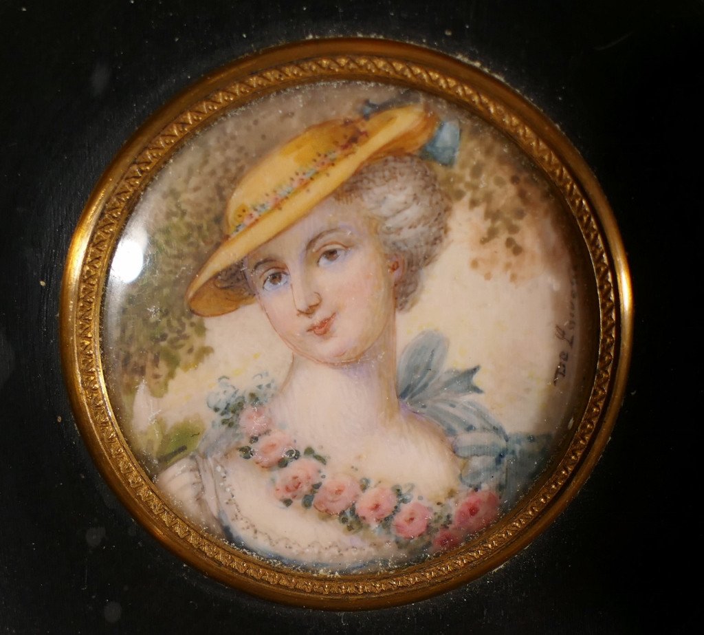 Madame De Pompadour, Portrait Miniature Sur Ivoire, Fin XIX ème