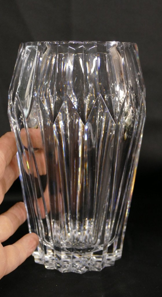 Vase En Cristal De Sèvres Taillé, époque 1960-photo-3