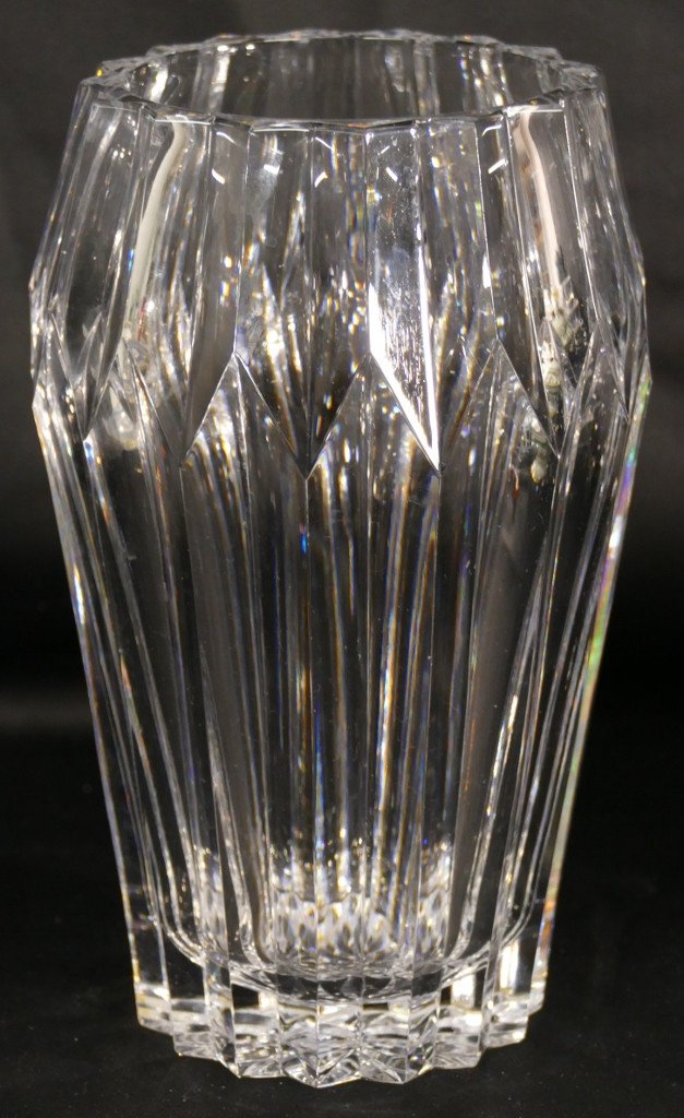 Vase En Cristal De Sèvres Taillé, époque 1960